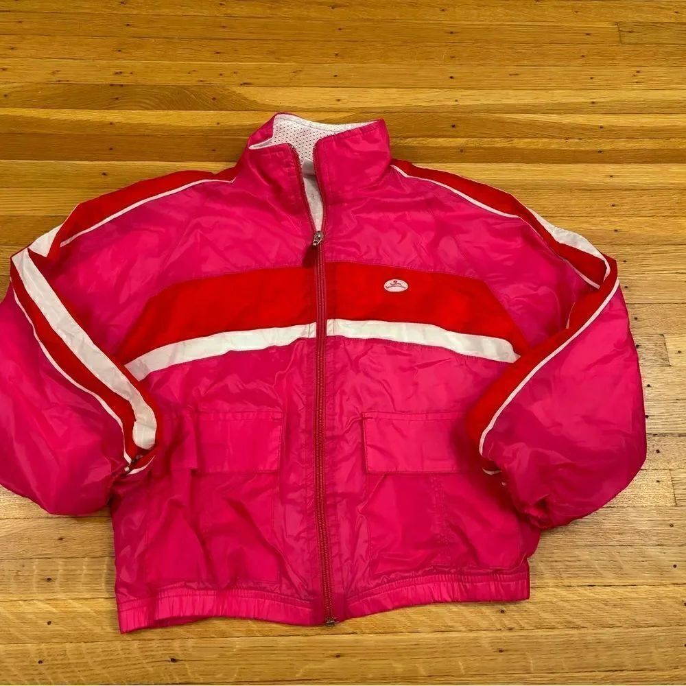 Hanes Sport Vintage pink/red/white kids windbreaker jacket